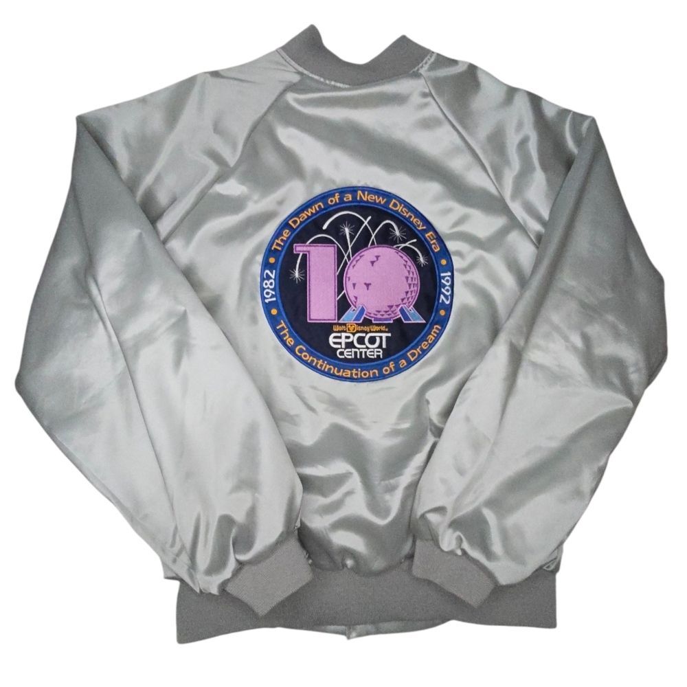Vintage Epcot 10 year Anniversary Satin BomberJacket Continuation Of A Dream L